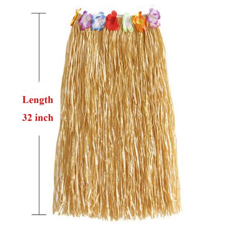 NEWCREATIVETOP 32" Adult's Flowered Luau Hula Skirts Pack of 3,Assorted Colors (Grass) - Image 2